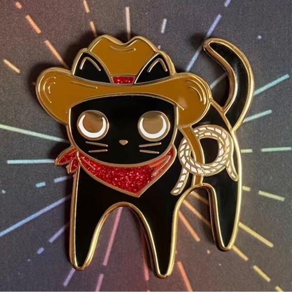 Jewelry - 3/$15 Sparkly Western Rodeo Cowboy Cat Pin Brooch